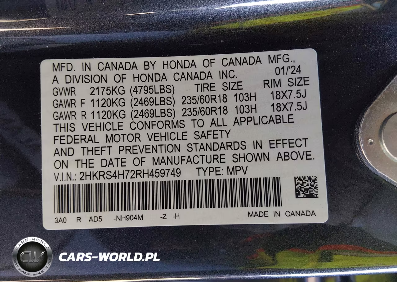 2024 Honda Cr-V Ex-L Awd VIN:2HKRS4H72RH459749 - 9
