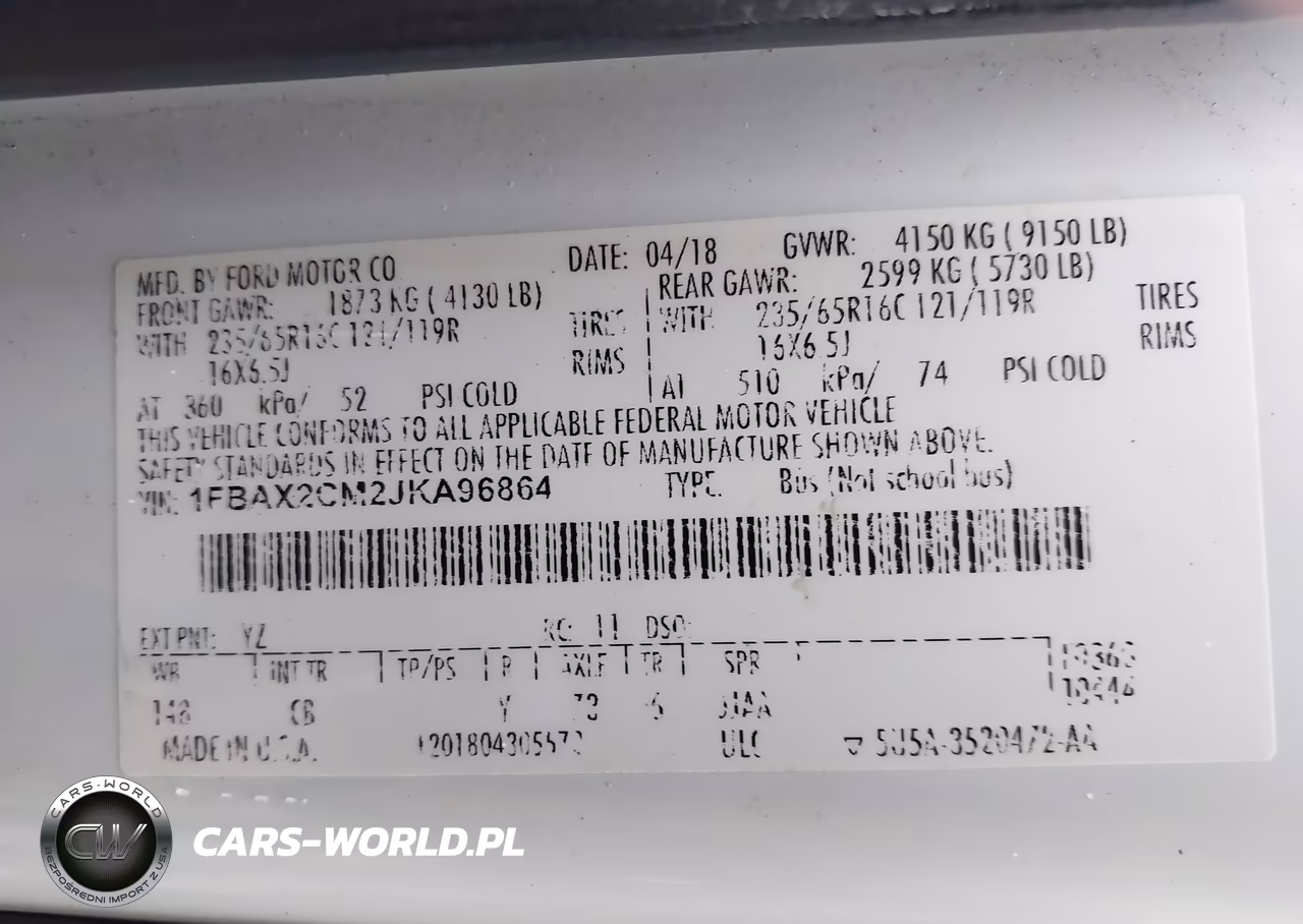 2018 Ford Transit-350 Xlt VIN:1FBAX2CM2JKA96864 - 9
