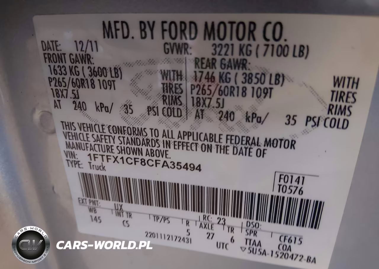 2012 Ford F-150 Stx VIN:1FTFX1CF8CFA35494 - 9