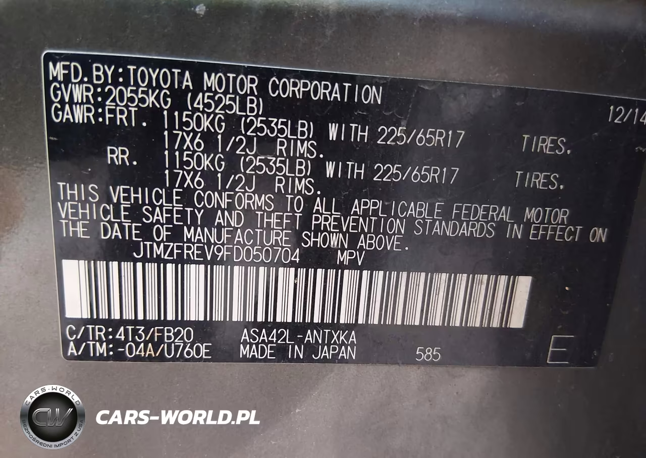 2015 Toyota Rav4 Le VIN:JTMZFREV9FD050704 - 9