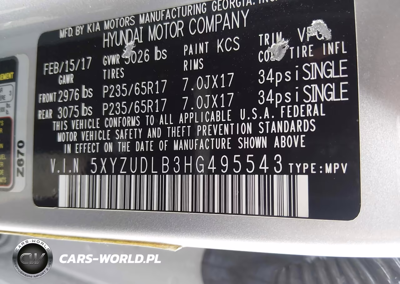 2017 Hyundai Santa Fe Sport 2.4L VIN:5XYZUDLB3HG495543 - 9