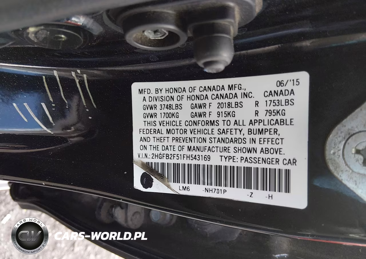 2015 Honda Civic Lx VIN:2HGFB2F51FH543169 - 9