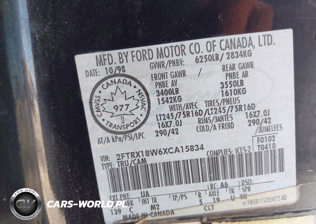 1999 Ford F-150 Lariat-Work Series-Xl-Xlt VIN:2FTRX18W6XCA15834 - 9
