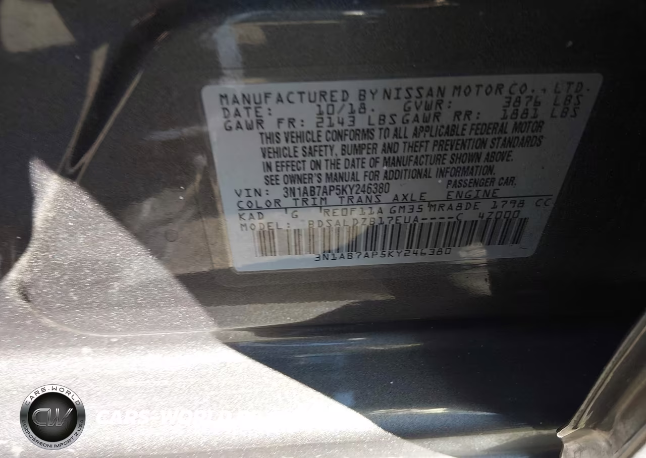 2019 Nissan Sentra Sv VIN:3N1AB7AP5KY246380 - 9