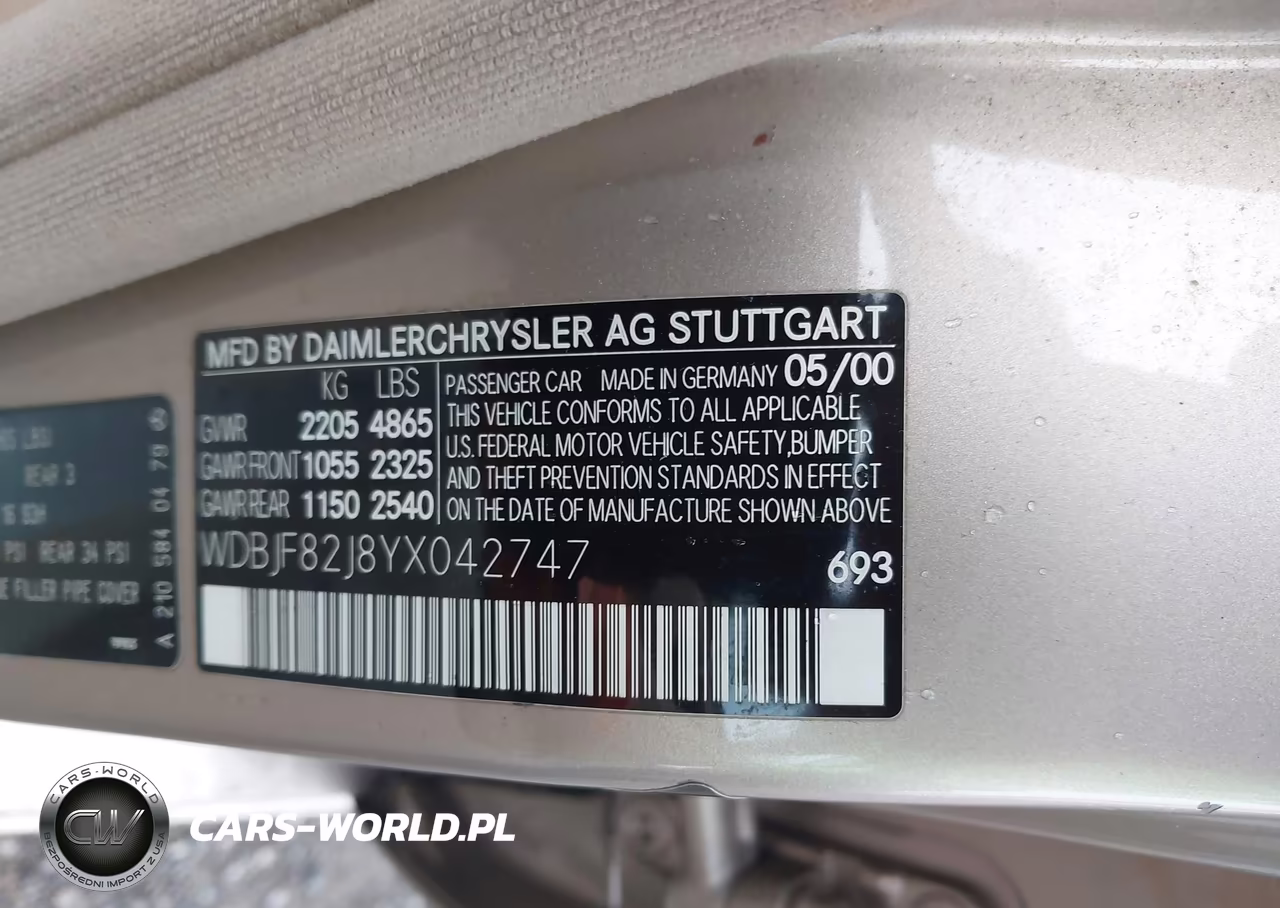 2000 Mercedes-Benz E 320 4M VIN:WDBJF82J8YX042747 - 9