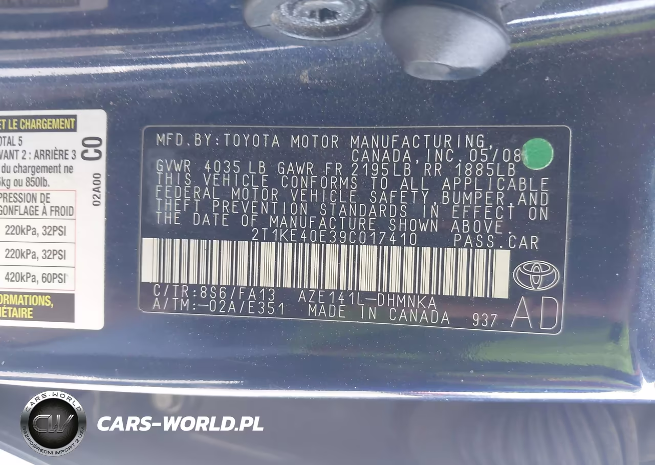 2009 Toyota Matrix S VIN:2T1KE40E39C017410 - 9