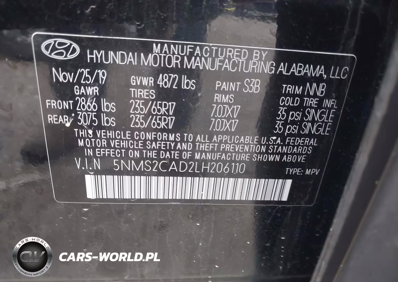 2020 Hyundai Santa Fe Se VIN:5NMS2CAD2LH206110 - 9