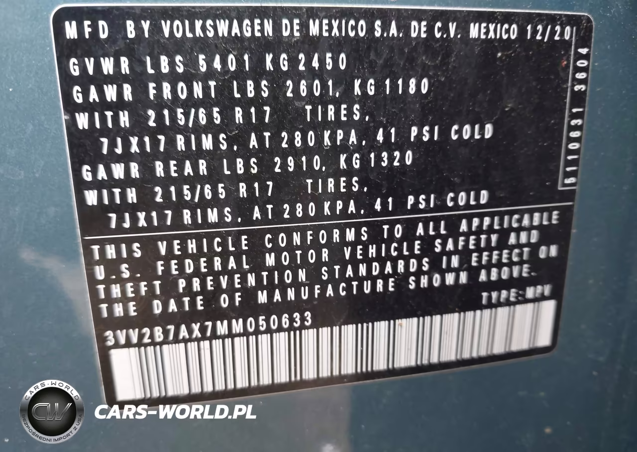 2021 Volkswagen Tiguan 2.0T Se R-Line Black-Se-Sel VIN:3VV2B7AX7MM050633 - 9