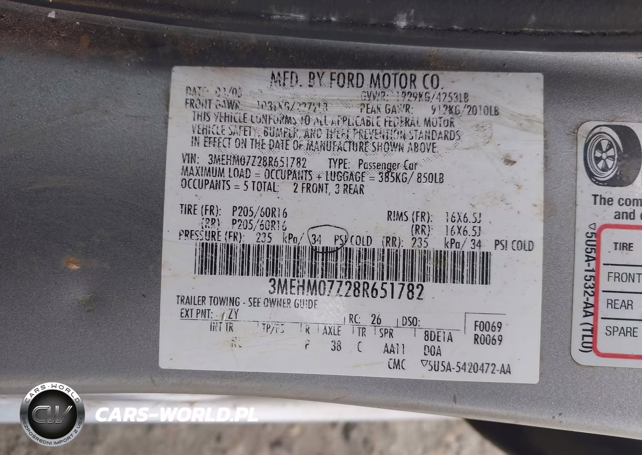 2008 Mercury Milan I4 VIN:3MEHM07Z28R651782 - 9