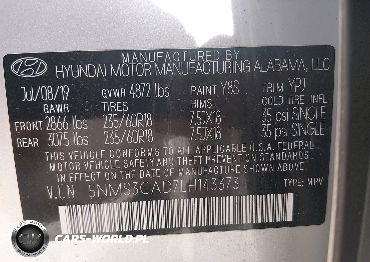 2020 Hyundai Santa Fe Sel VIN:5NMS3CAD7LH143373 - 9