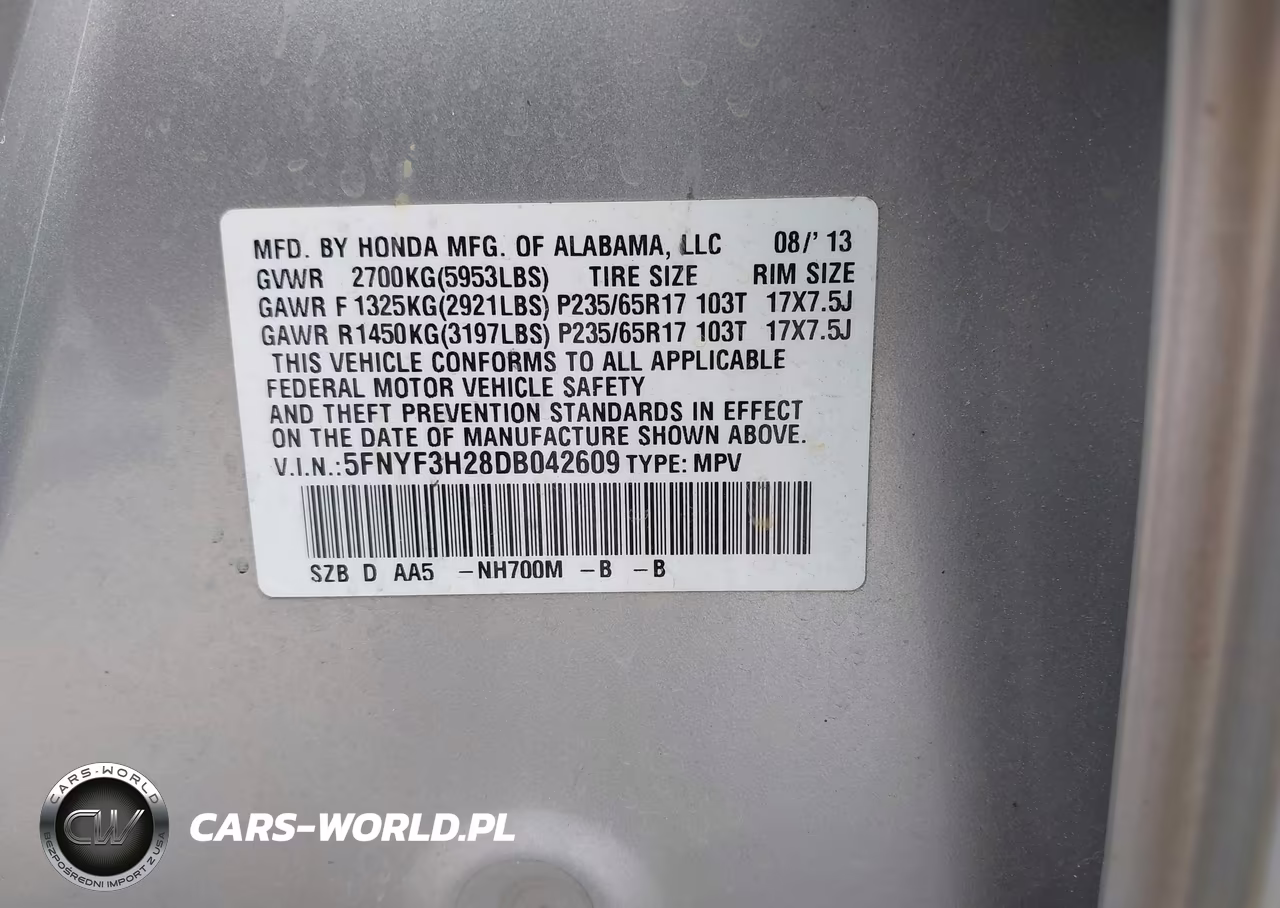 2013 Honda Pilot Lx VIN:5FNYF3H28DB042609 - 9