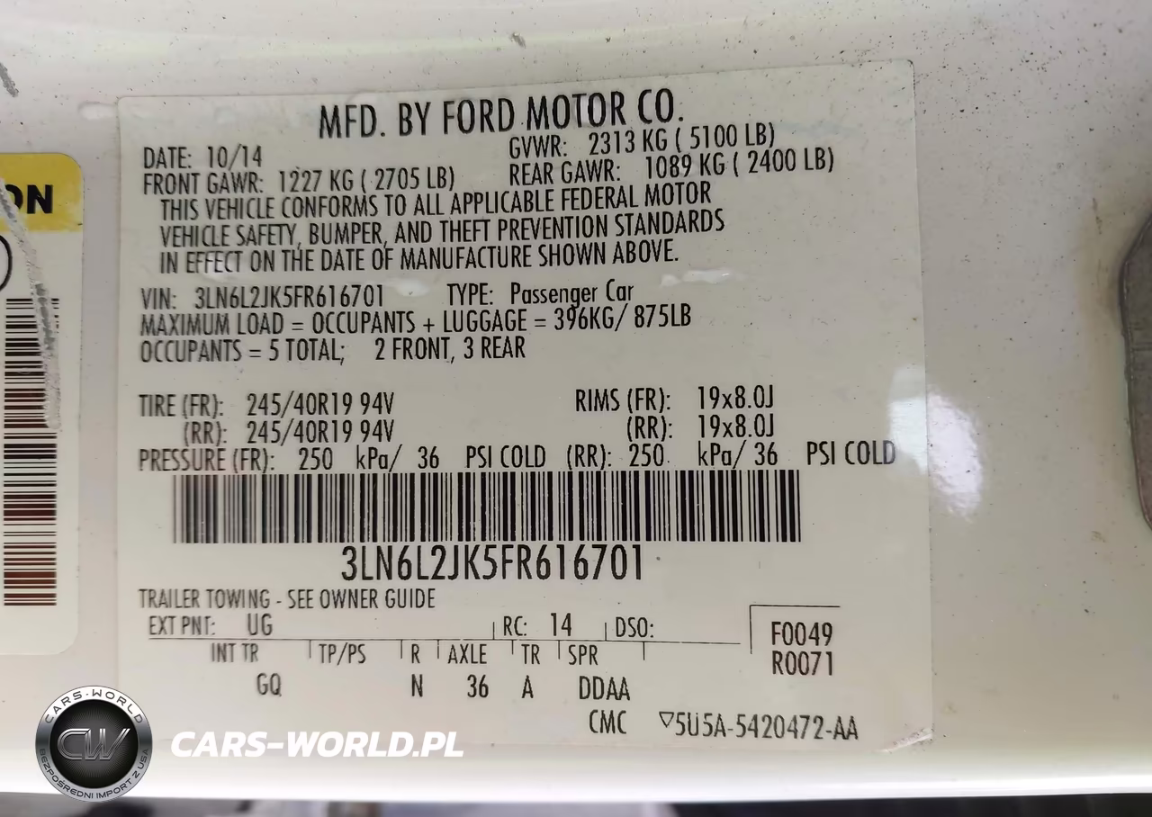 2015 Lincoln Mkz VIN:3LN6L2JK5FR616701 - 9