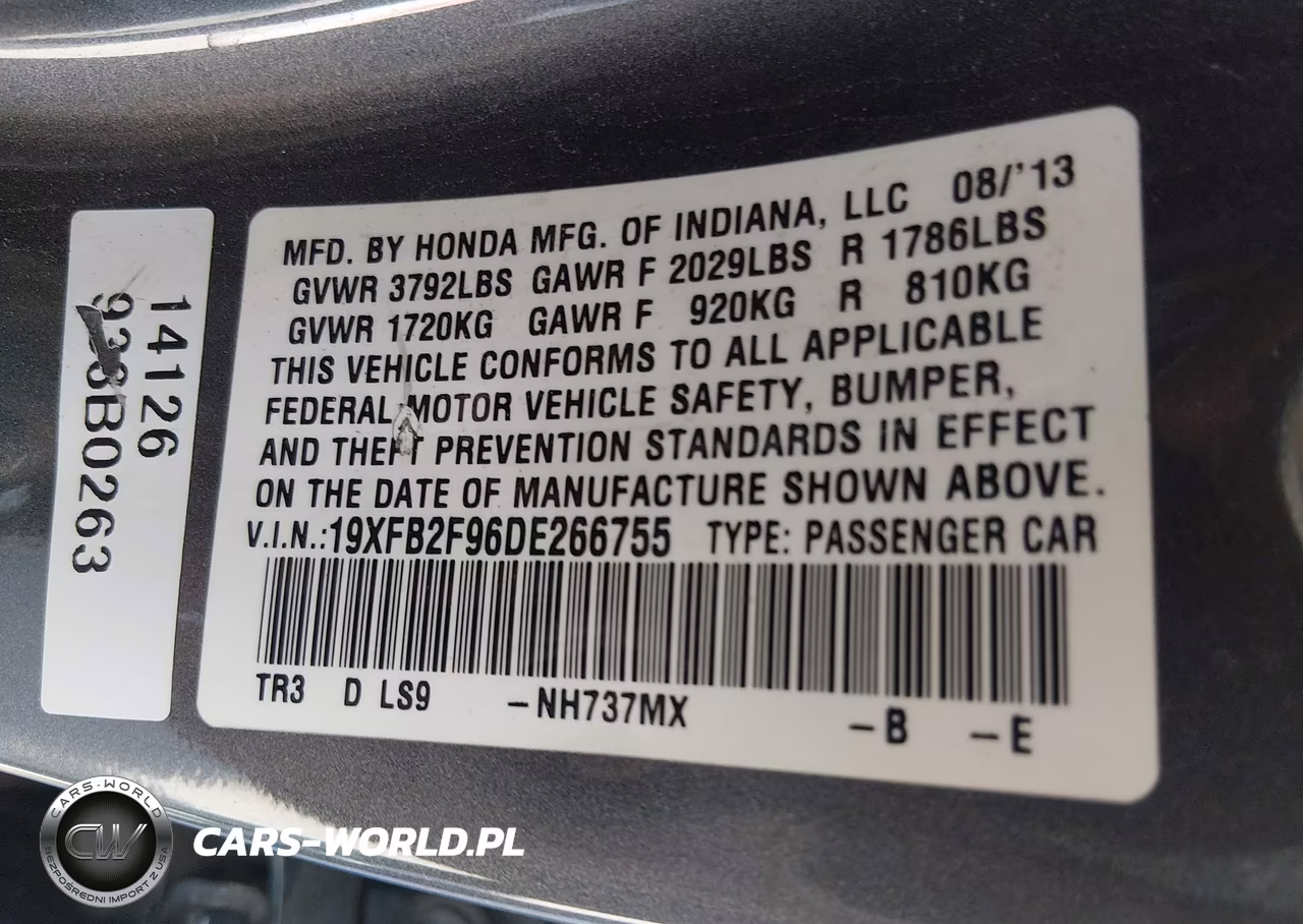 2013 Honda Civic Ex-L VIN:19XFB2F96DE266755 - 9