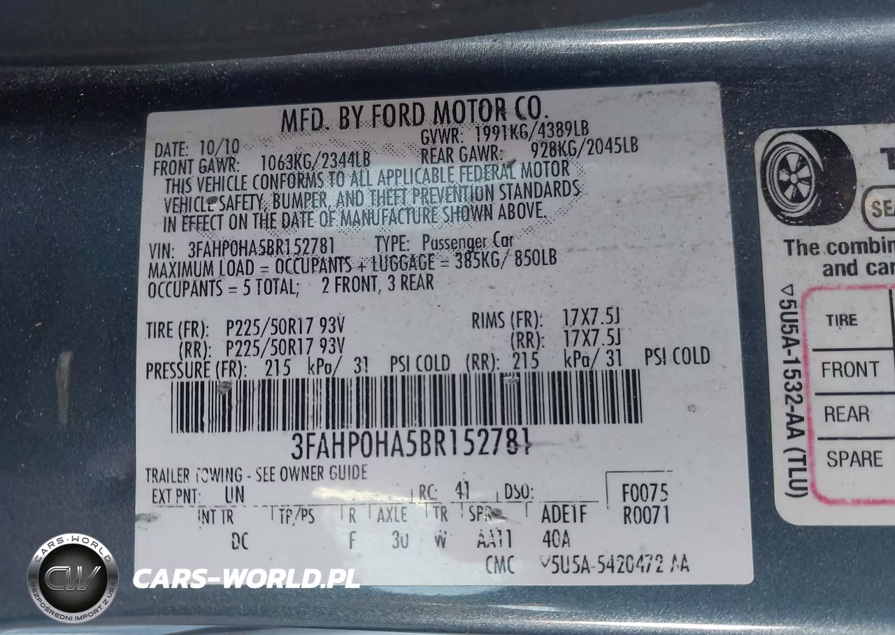 2011 Ford Fusion Se VIN:3FAHP0HA5BR152781 - 9