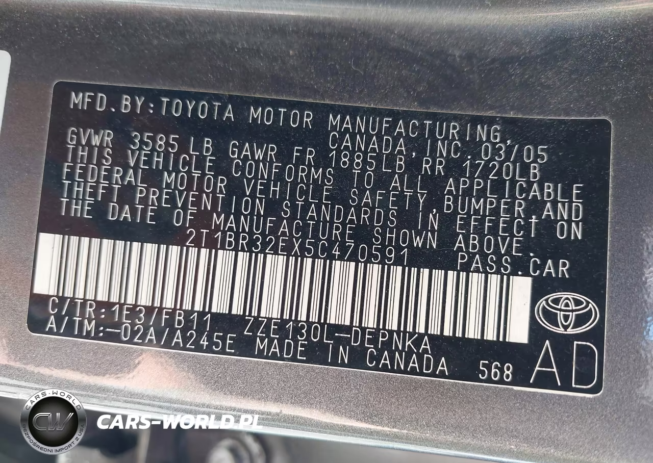 2005 Toyota Corolla Le VIN:2T1BR32EX5C470591 - 9