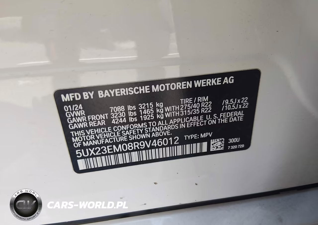 2024 BMW X7 xDrive40I VIN:5UX23EM08R9V46012 - 9