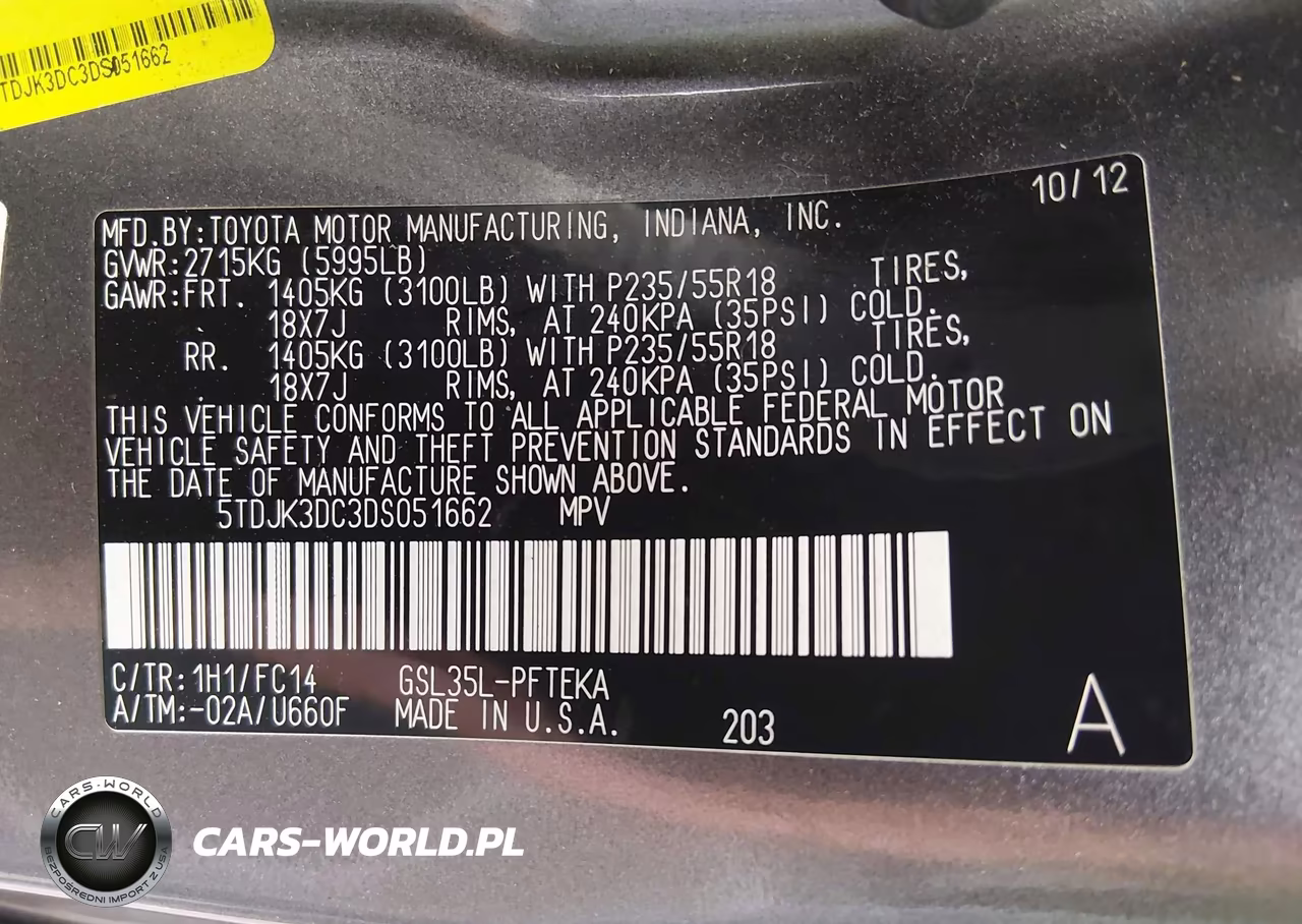 2013 Toyota Sienna Le 7 Passenger VIN:5TDJK3DC3DS051662 - 9