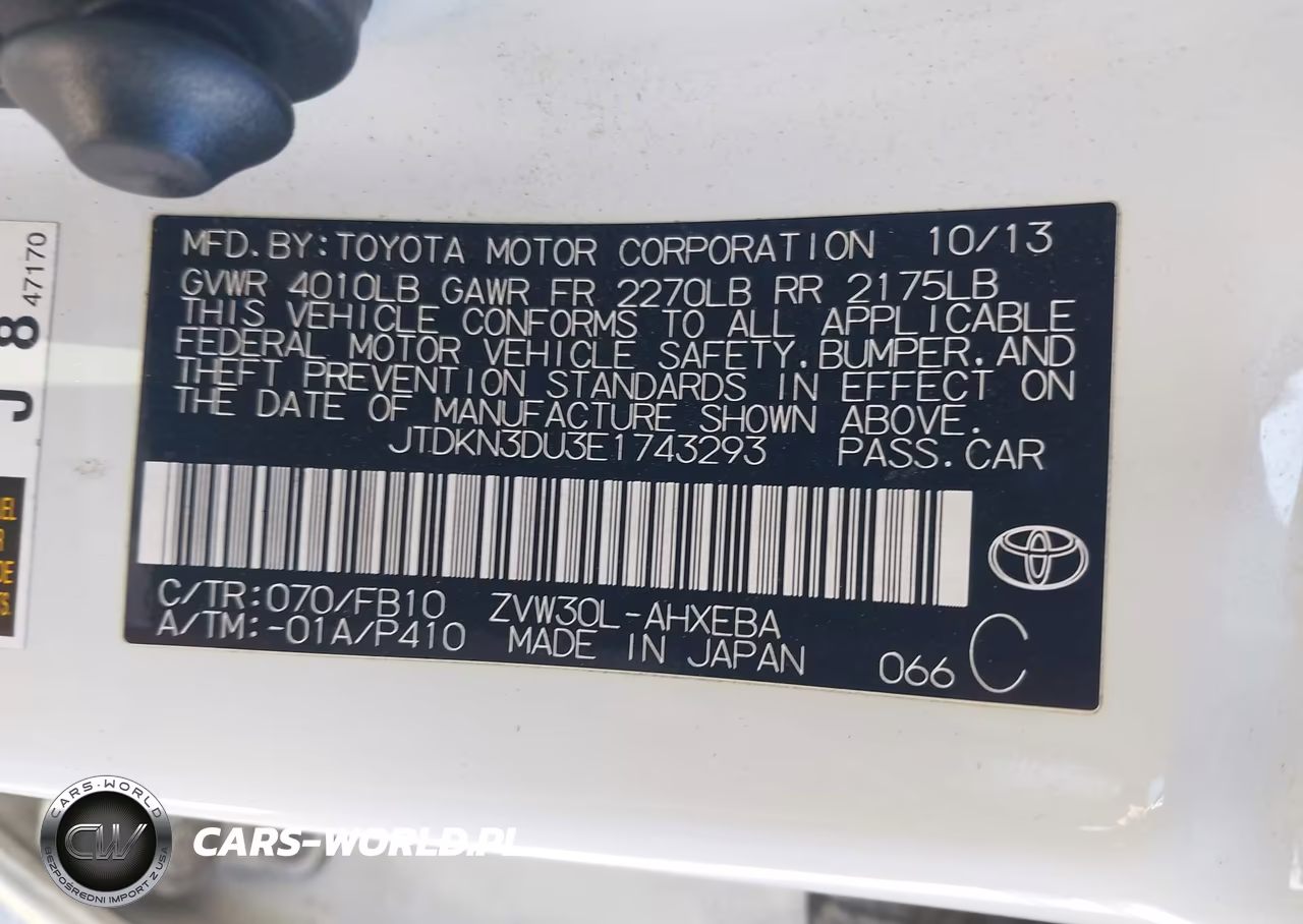 2014 Toyota Prius Two VIN:JTDKN3DU3E1743293 - 9