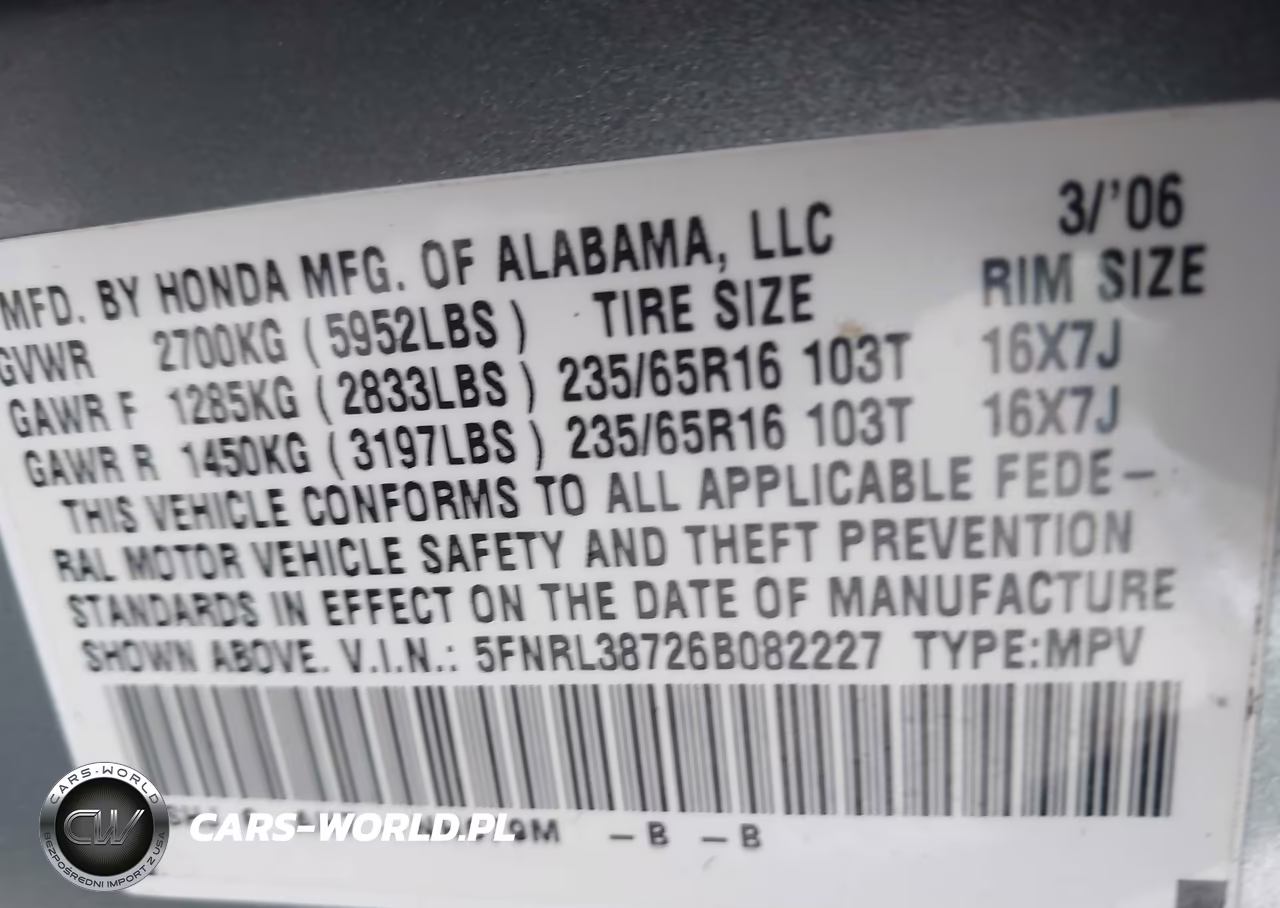 2006 Honda Odyssey Ex-L VIN:5FNRL38726B082227 - 9