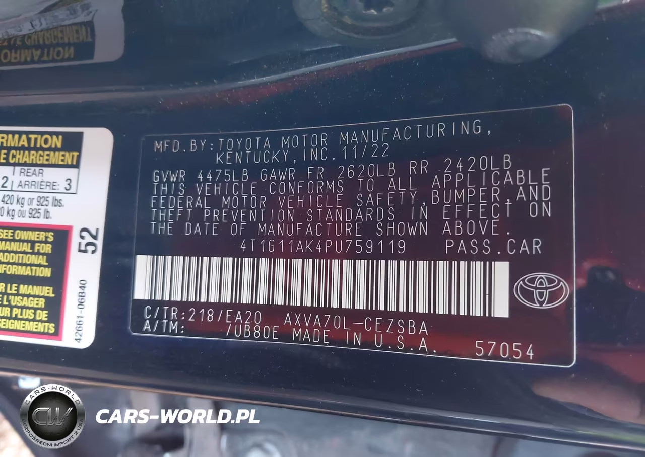 2023 Toyota Camry Se VIN:4T1G11AK4PU759119 - 9