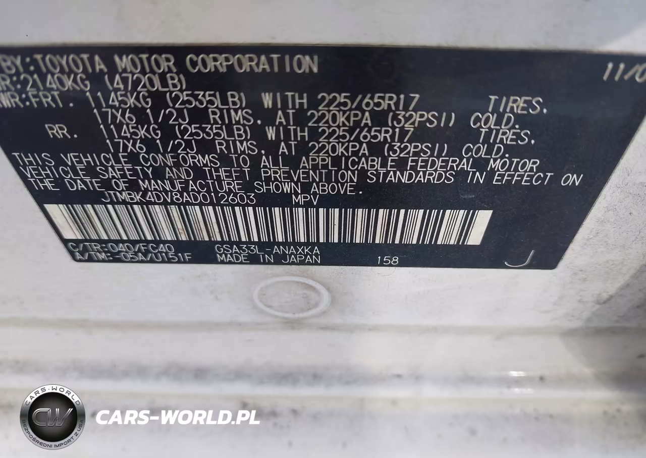 2010 Toyota Rav4 Base V6 VIN:JTMBK4DV8AD012603 - 9