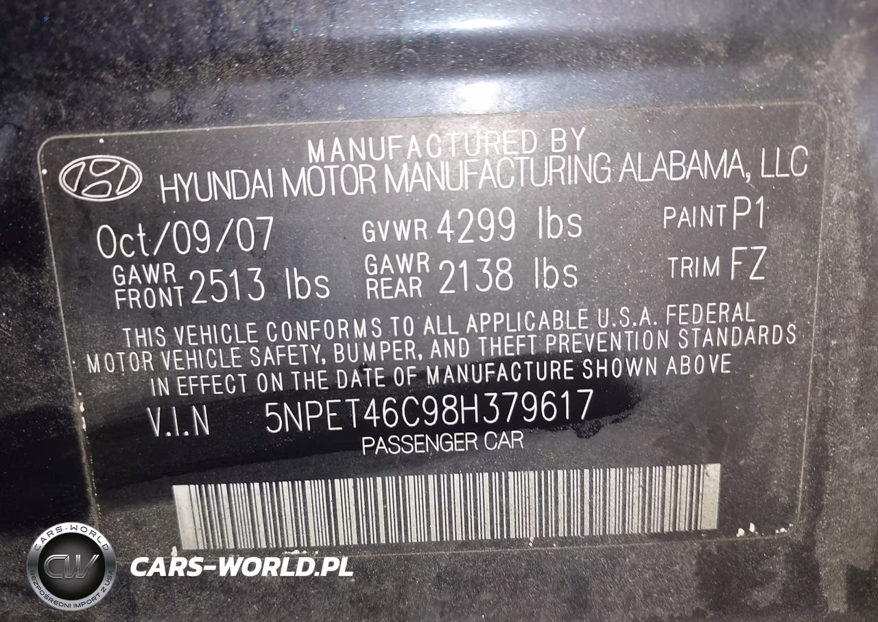 2008 Hyundai Sonata Gls VIN:5NPET46C98H379617 - 9