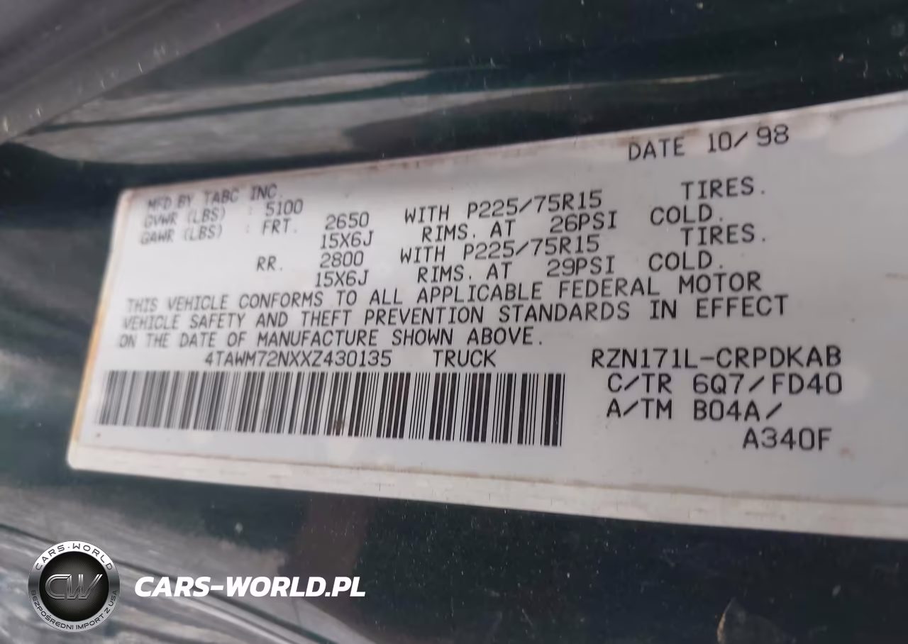 1999 Toyota Tacoma VIN:4TAWM72NXXZ430135 - 9