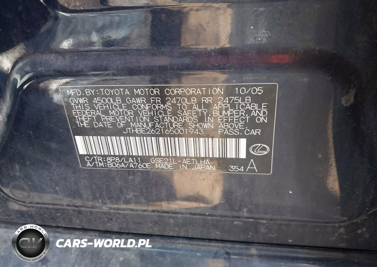 2006 Lexus Is 350 VIN:JTHBE262165001943 - 9