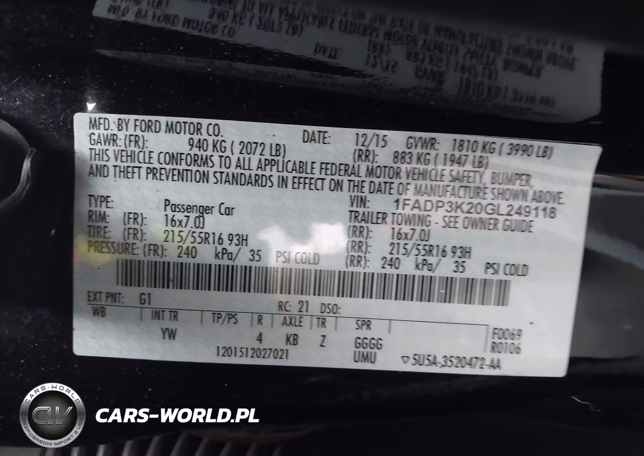 2016 Ford Focus Se VIN:1FADP3K20GL249118 - 9
