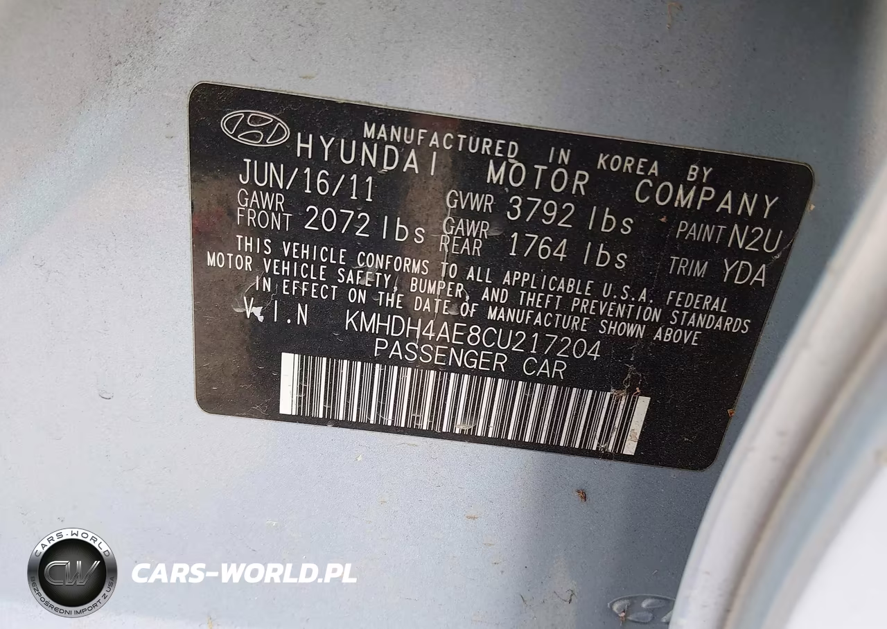 2012 Hyundai Elantra Limited (Ulsan Plant) VIN:KMHDH4AE8CU217204 - 9