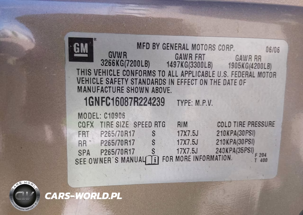 2007 Chevrolet Suburban 1500 Lt VIN:1GNFC16087R224239 - 9
