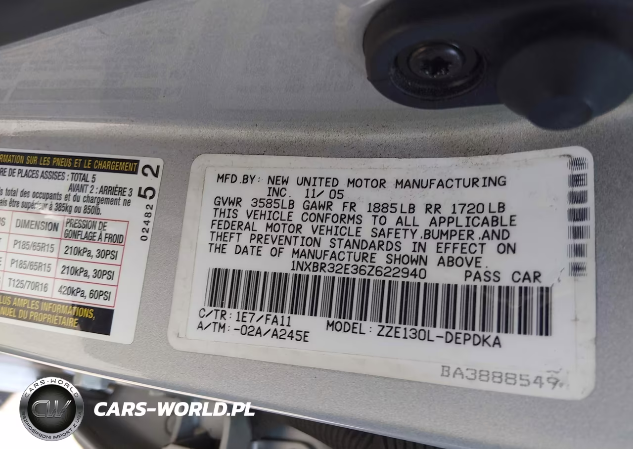 2006 Toyota Corolla Ce VIN:1NXBR32E36Z622940 - 9
