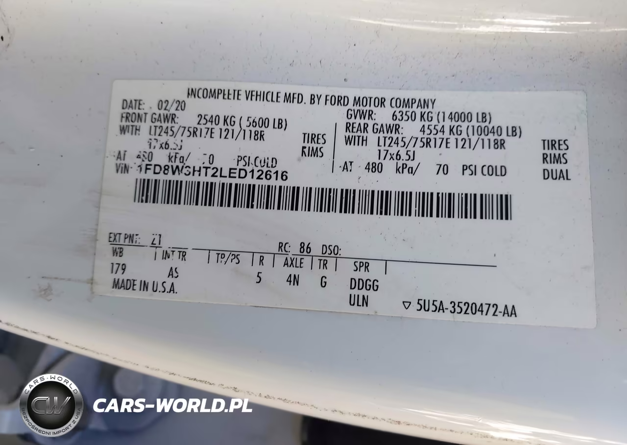 2020 Ford F-350 Chasis Xl VIN:1FD8W3HT2LED12616 - 8