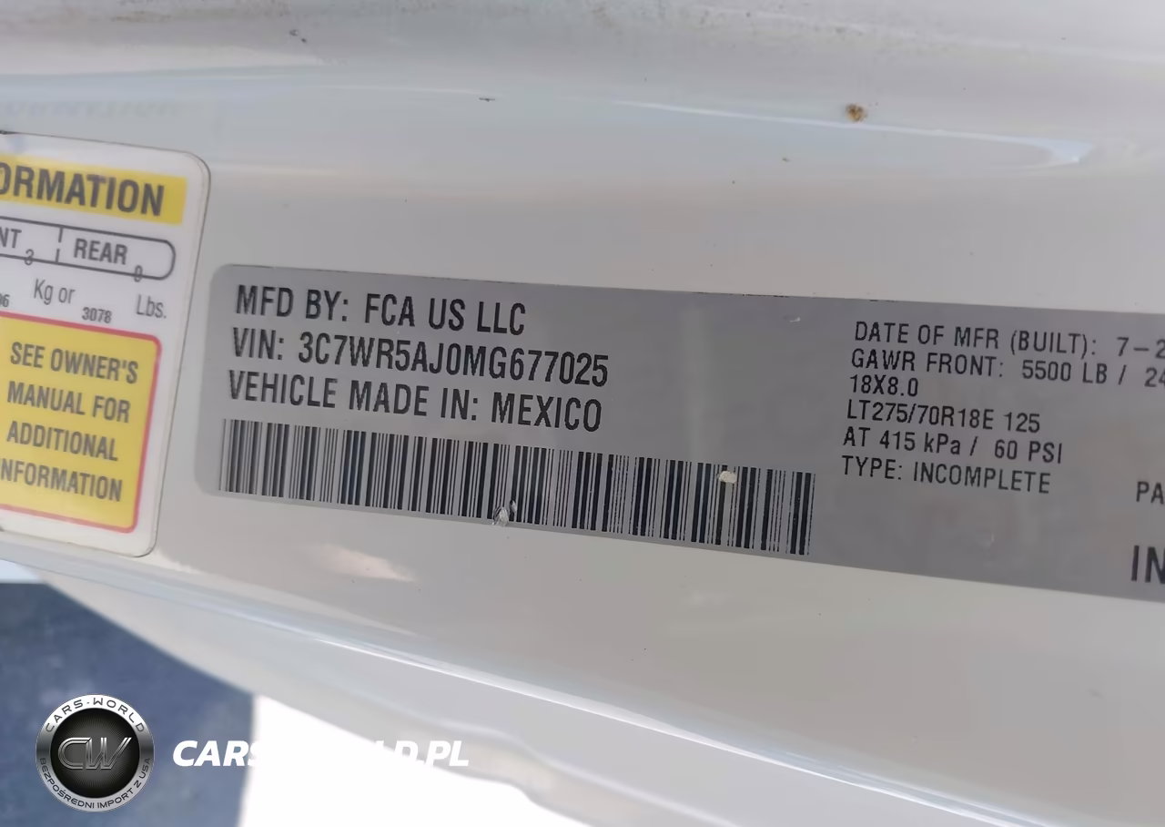 2021 Ram 2500 Tradesman 4X4 8' Box VIN:3C7WR5AJ0MG677025 - 9