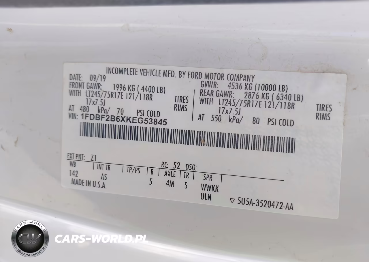 2019 Ford F-250 Xl VIN:1FDBF2B6XKEG53845 - 9