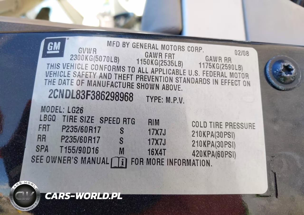 2008 Chevrolet Equinox Ltz VIN:2CNDL83F386298968 - 9