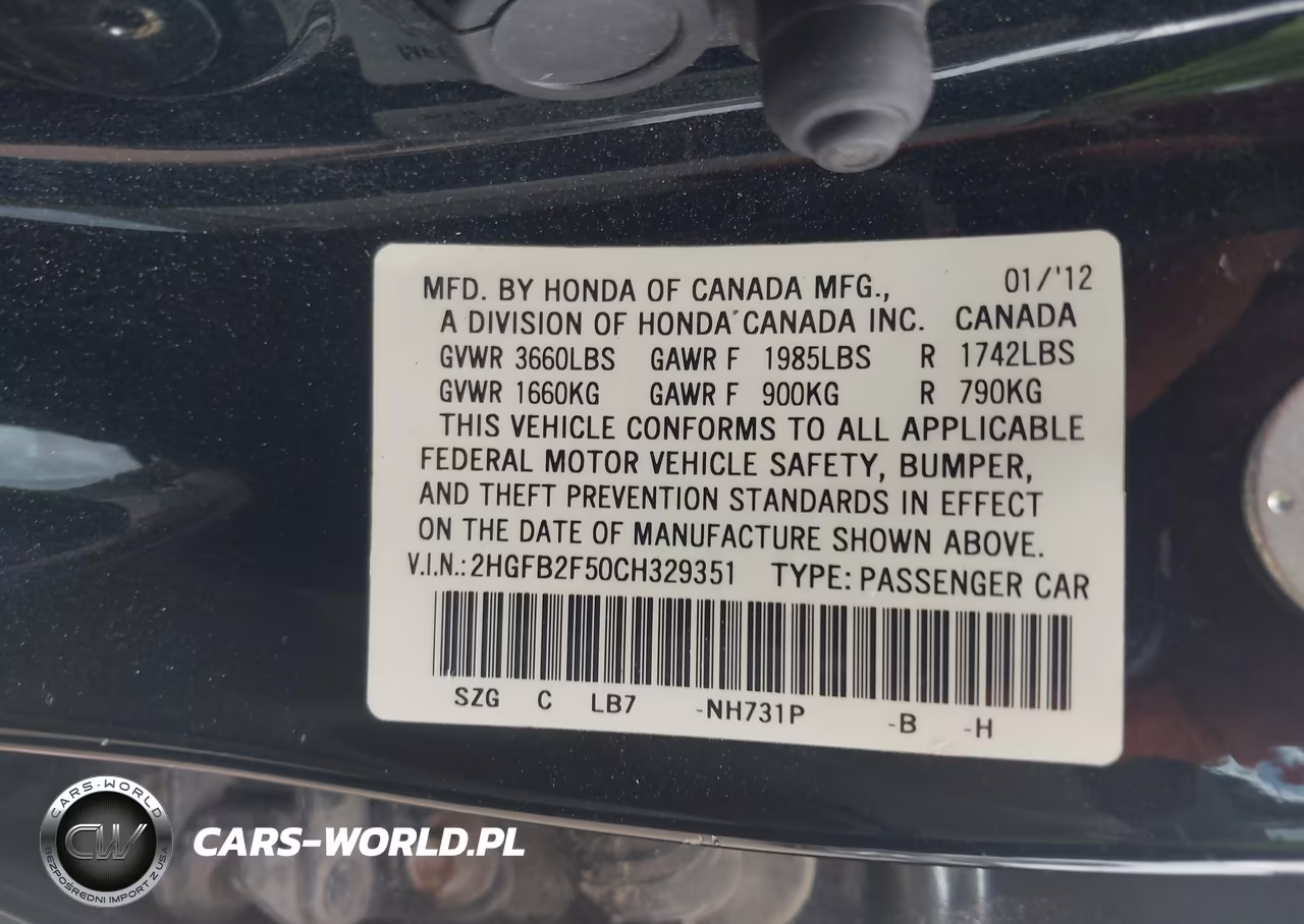 2012 Honda Civic Lx VIN:2HGFB2F50CH329351 - 9