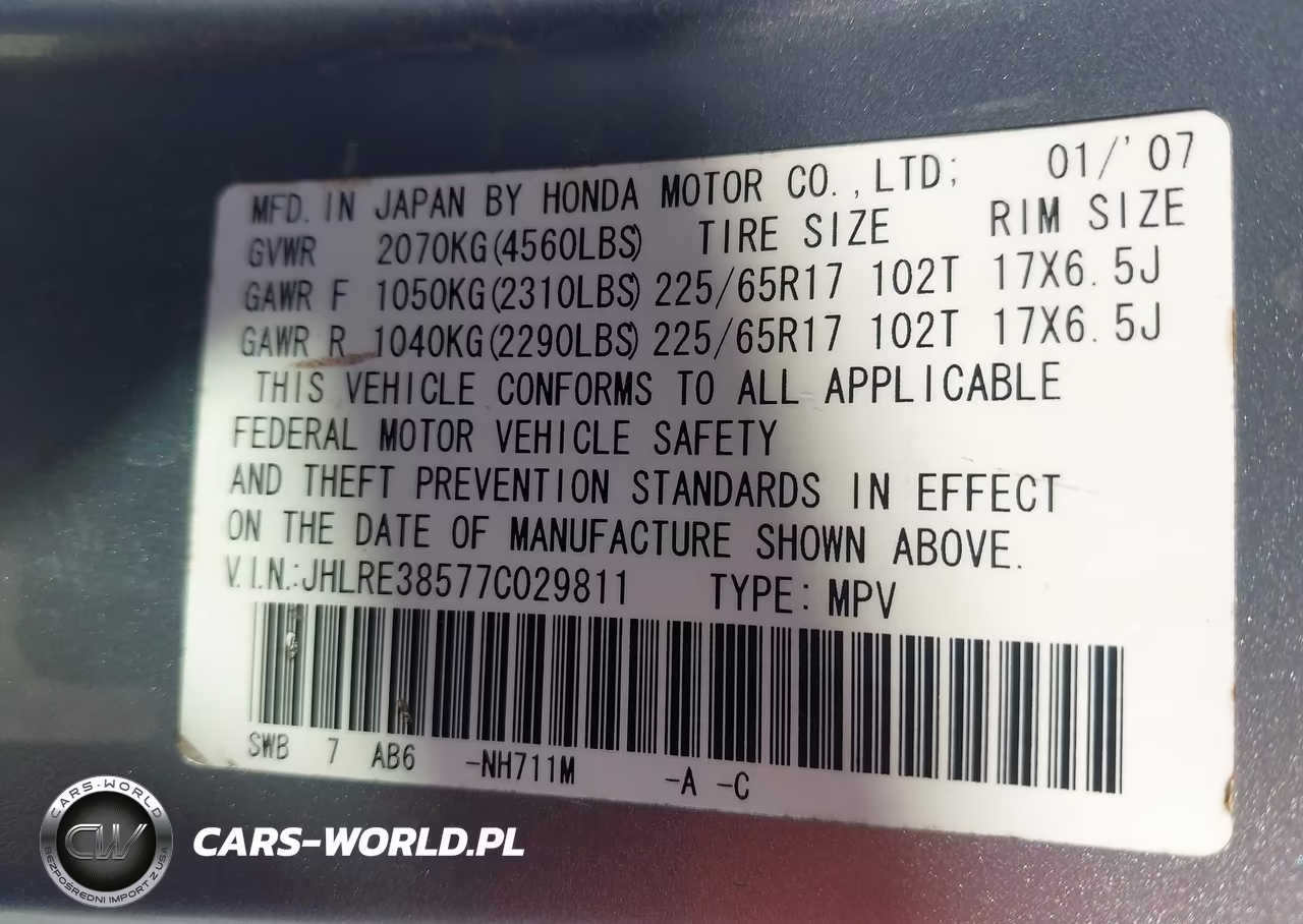 2007 Honda Cr-V Ex VIN:JHLRE38577C029811 - 9