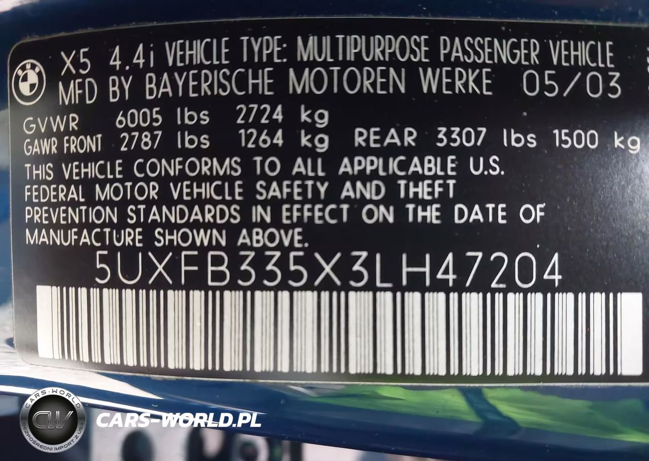 2003 BMW X5 4.4I VIN:5UXFB335X3LH47204 - 9