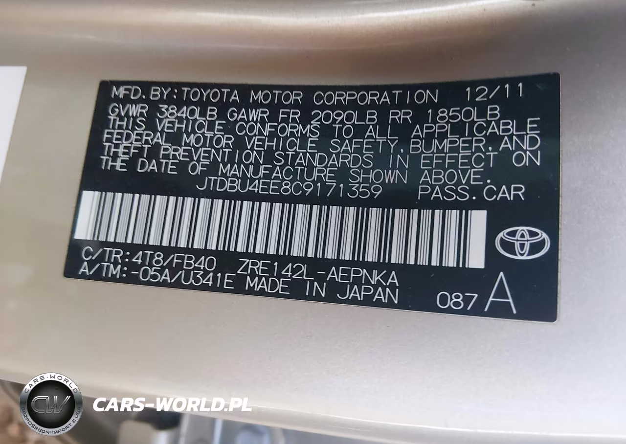 2012 Toyota Corolla Le VIN:JTDBU4EE8C9171359 - 9