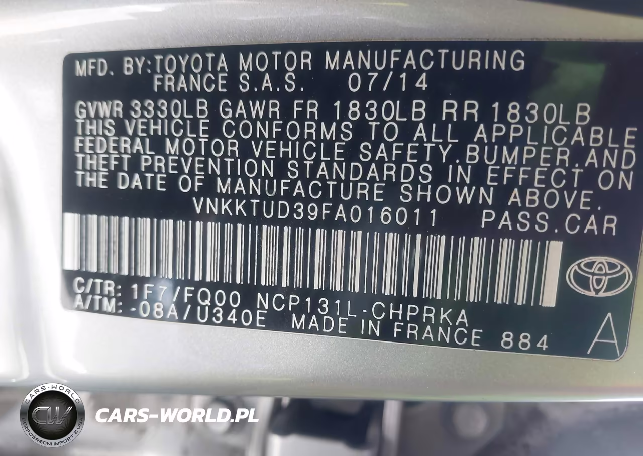 2015 Toyota Yaris L VIN:VNKKTUD39FA016011 - 9