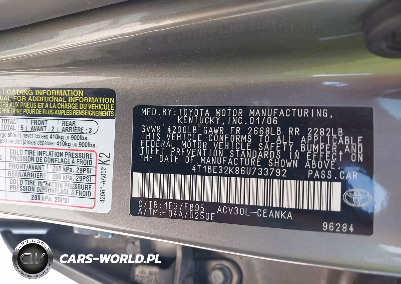 2006 Toyota Camry Le VIN:4T1BE32K86U733792 - 9