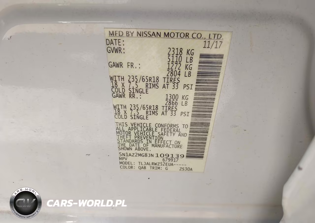2018 Nissan Murano Sl VIN:5N1AZ2MG8JN109139 - 9