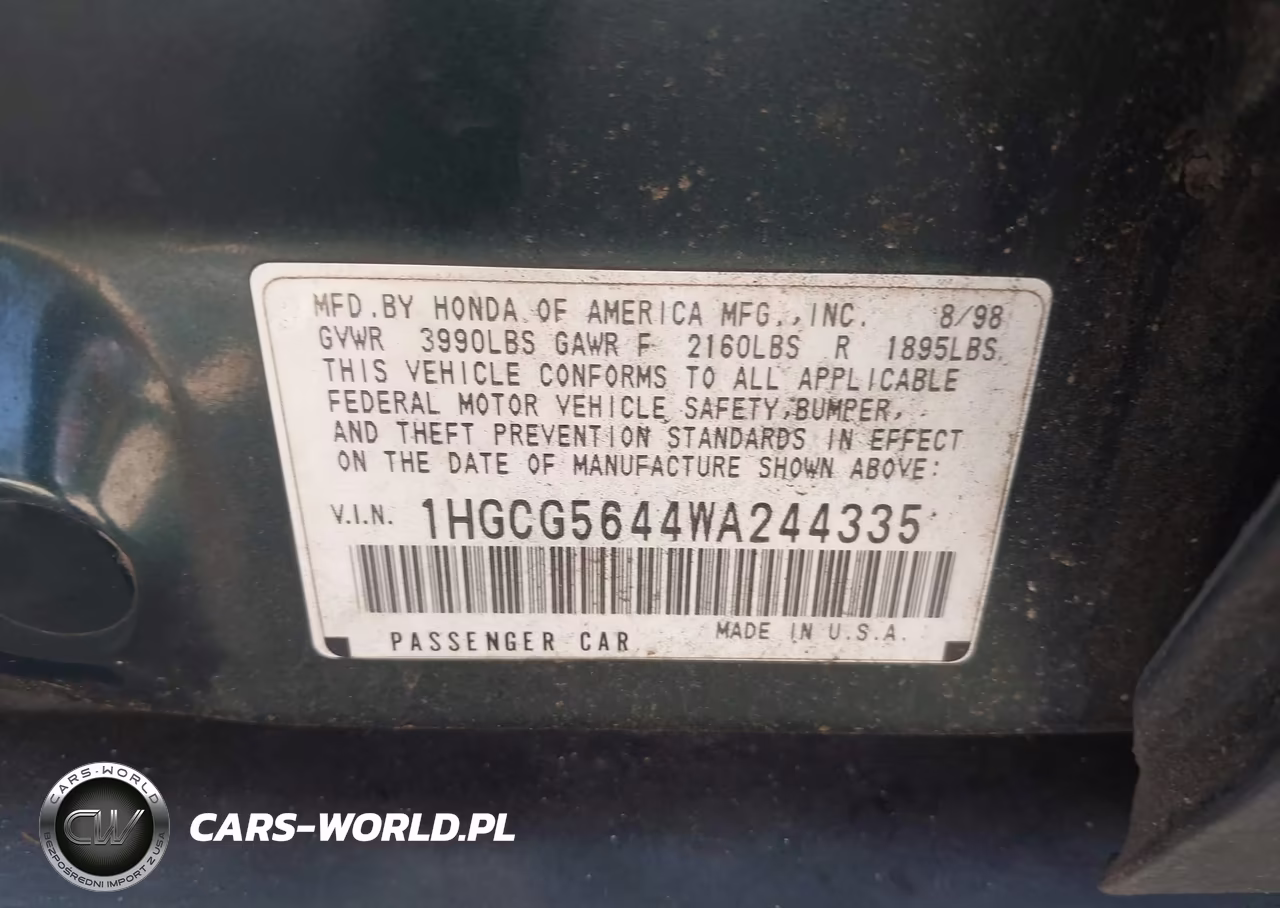 1998 Honda Accord Lx VIN:1HGCG5644WA244335 - 9