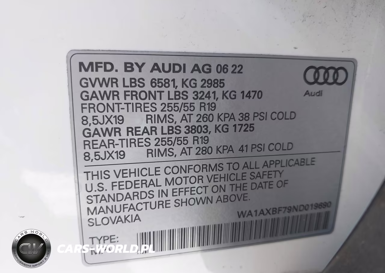 2022 Audi Q7 Premium 55 Tfsi Quattro Tiptronic VIN:WA1AXBF79ND019690 - 9