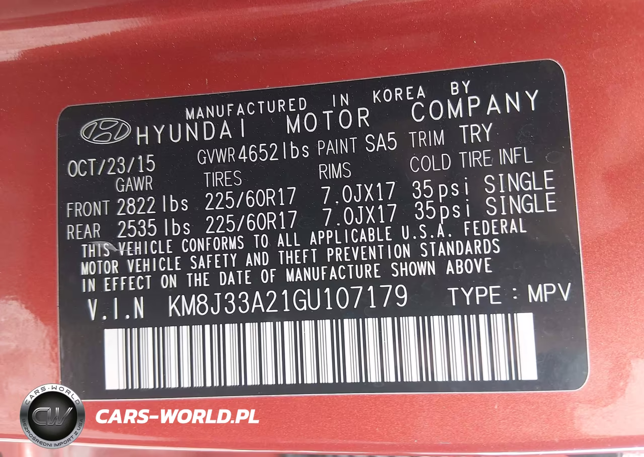 2016 Hyundai Tucson Eco VIN:KM8J33A21GU107179 - 9