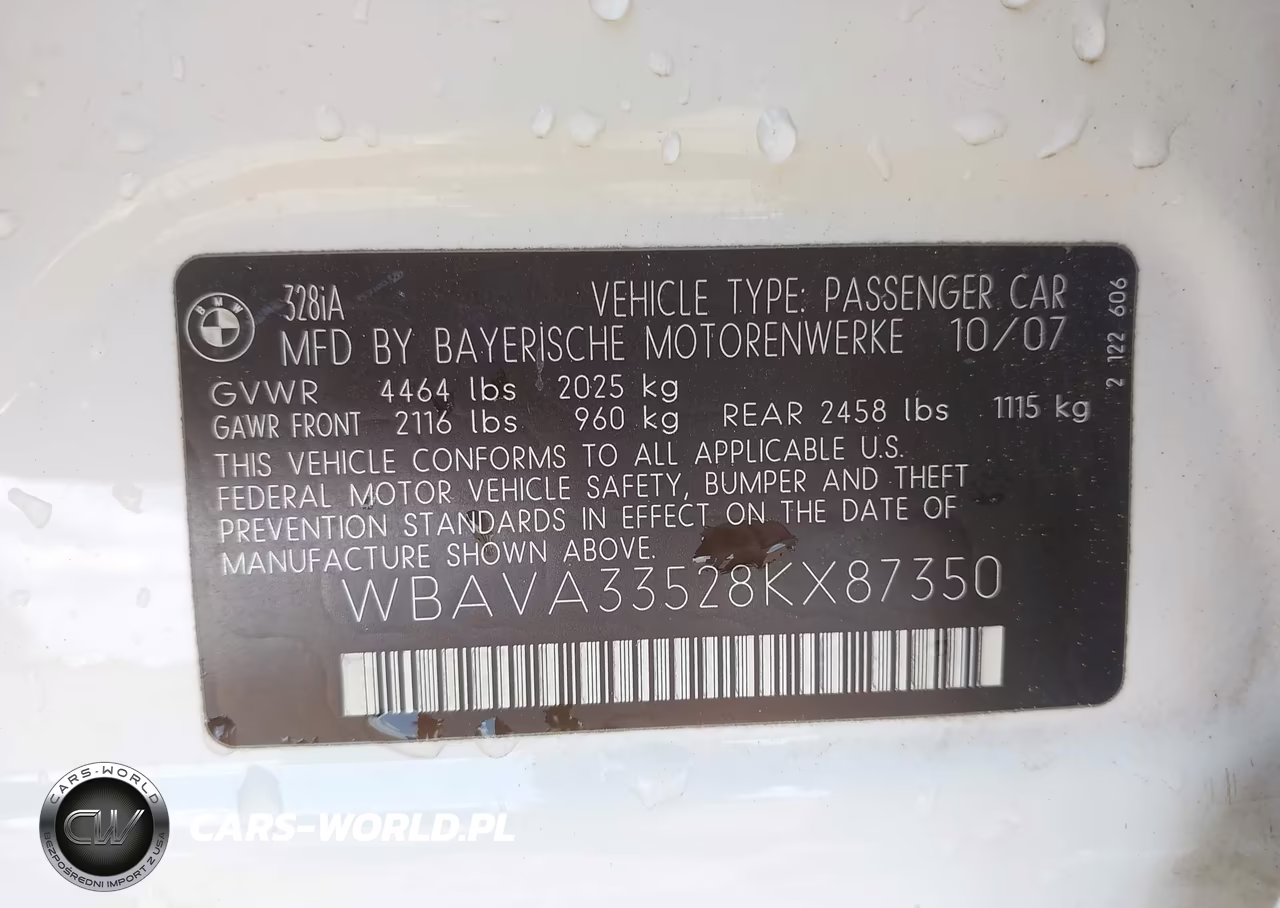 2008 BMW 328I VIN:WBAVA33528KX87350 - 9