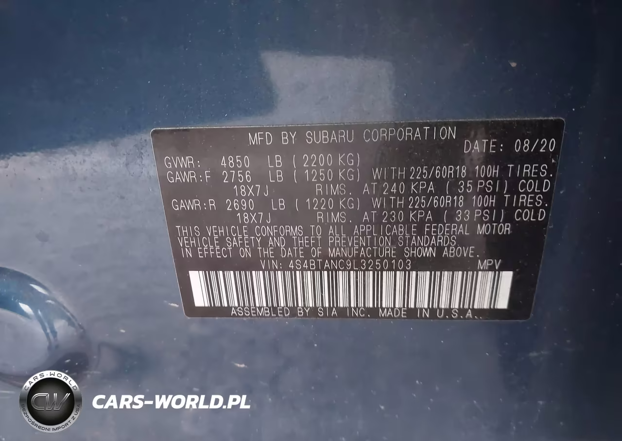 2020 Subaru Outback Limited VIN:4S4BTANC9L3250103 - 9