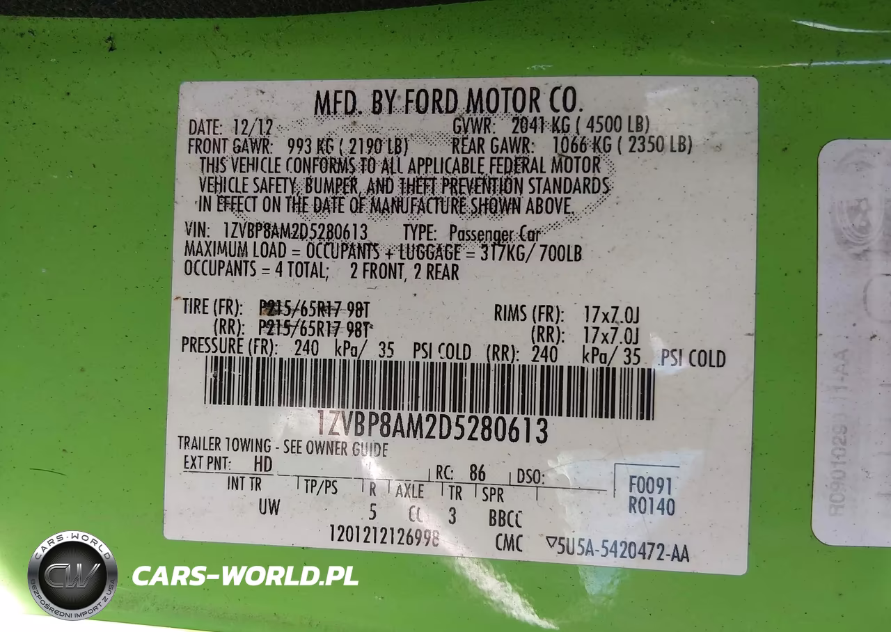 2013 Ford Mustang V6 VIN:1ZVBP8AM2D5280613 - 9