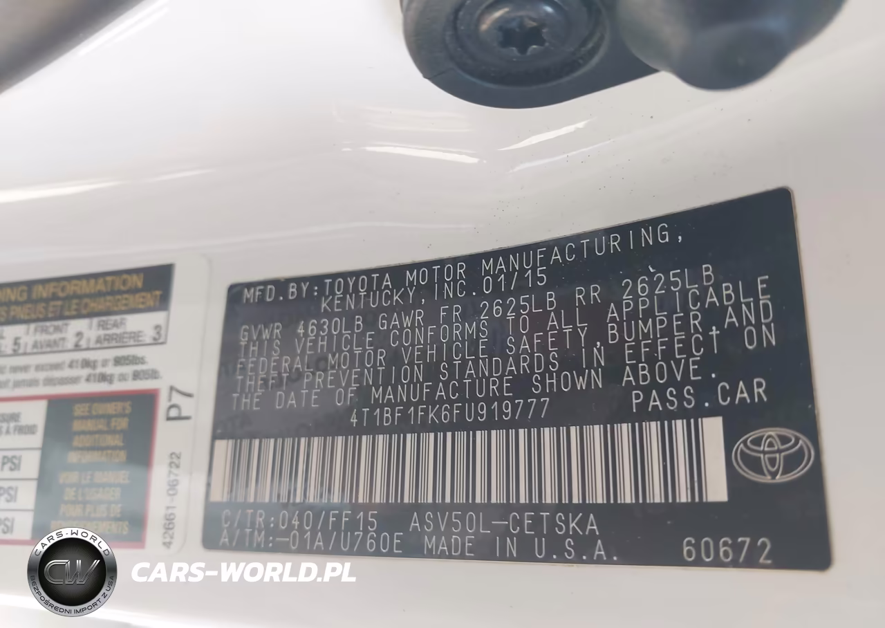 2015 Toyota Camry Se VIN:4T1BF1FK6FU919777 - 9